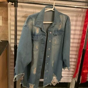 Miss Look Xl Denim Distressed Jacket Never Worn